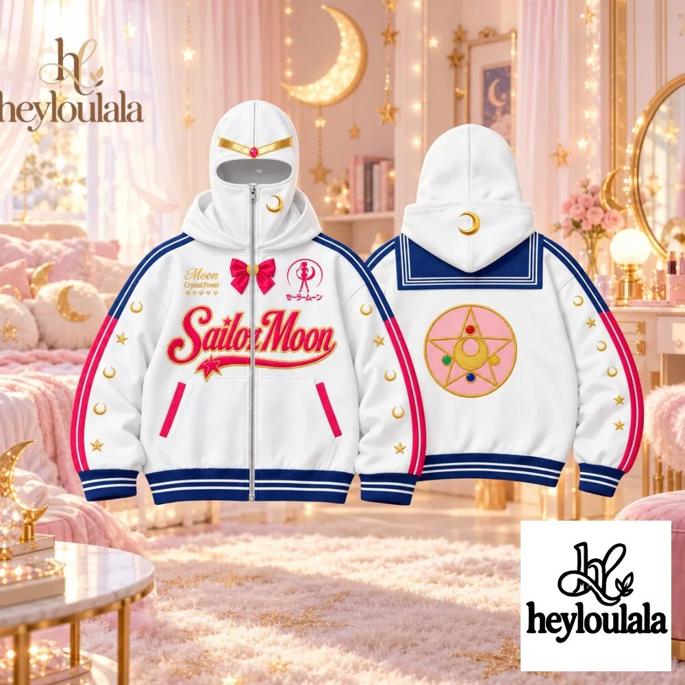 Usagi Tsukino Sailor Moon Crystal Power High Masked Zip Graphic Hoodie 2026
