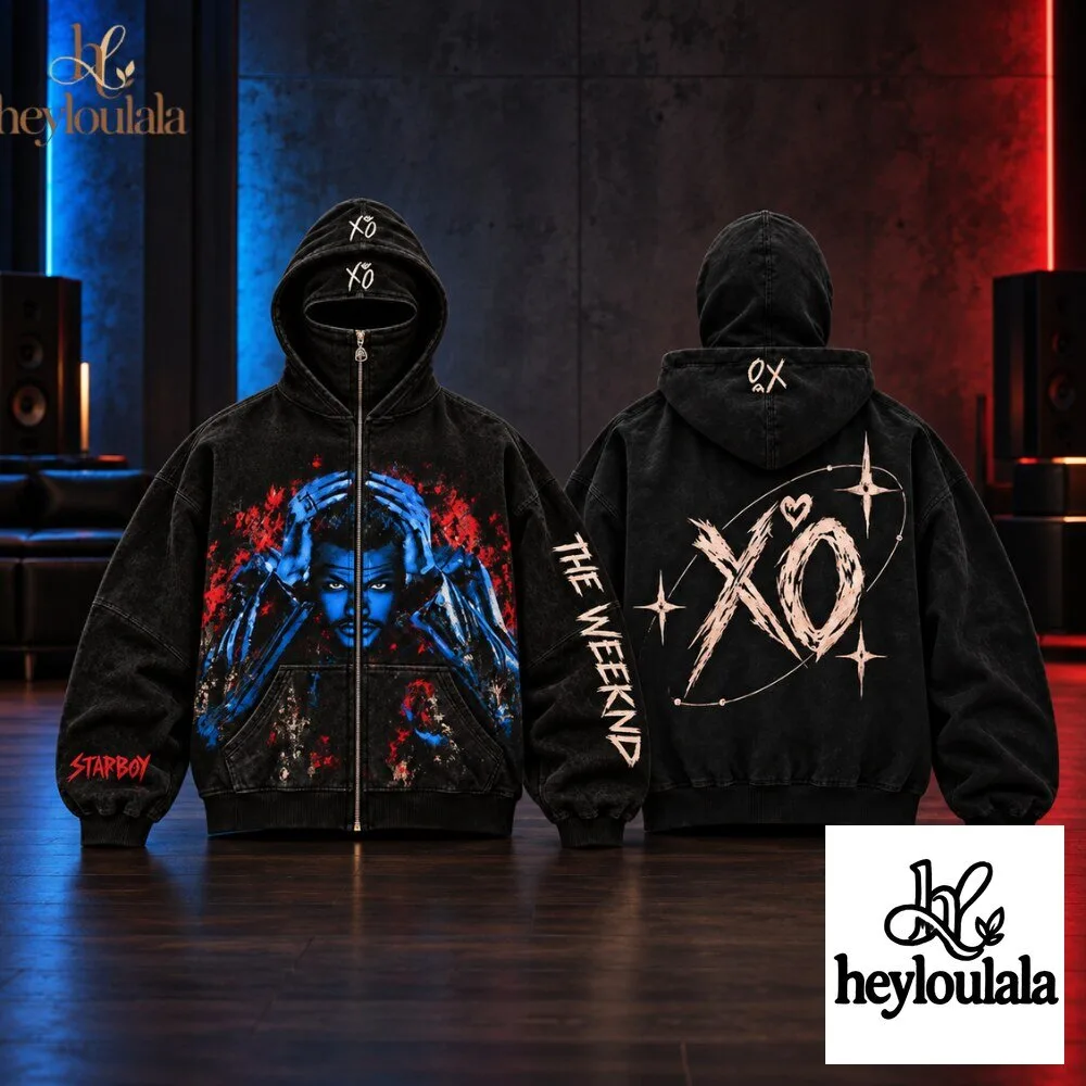 The Weeknd XO Starboy Wash Masked Zip Hoodie 2026
